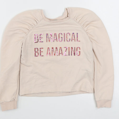 Matalan Girls Beige  Cotton Pullover Sweatshirt Size 9 Years  Pullover