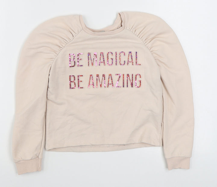 Matalan Girls Beige  Cotton Pullover Sweatshirt Size 9 Years  Pullover