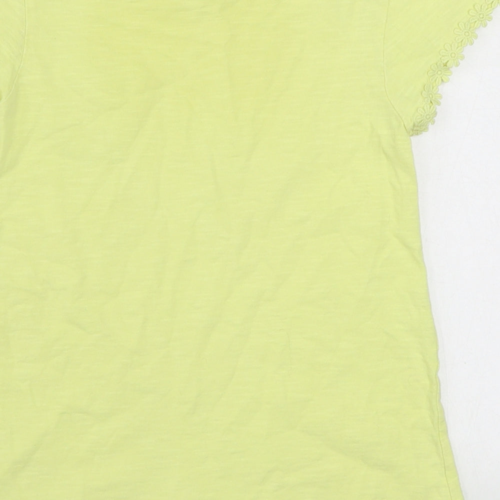 NEXT Girls Yellow  100% Cotton Basic T-Shirt Size 8 Years Round Neck Pullover