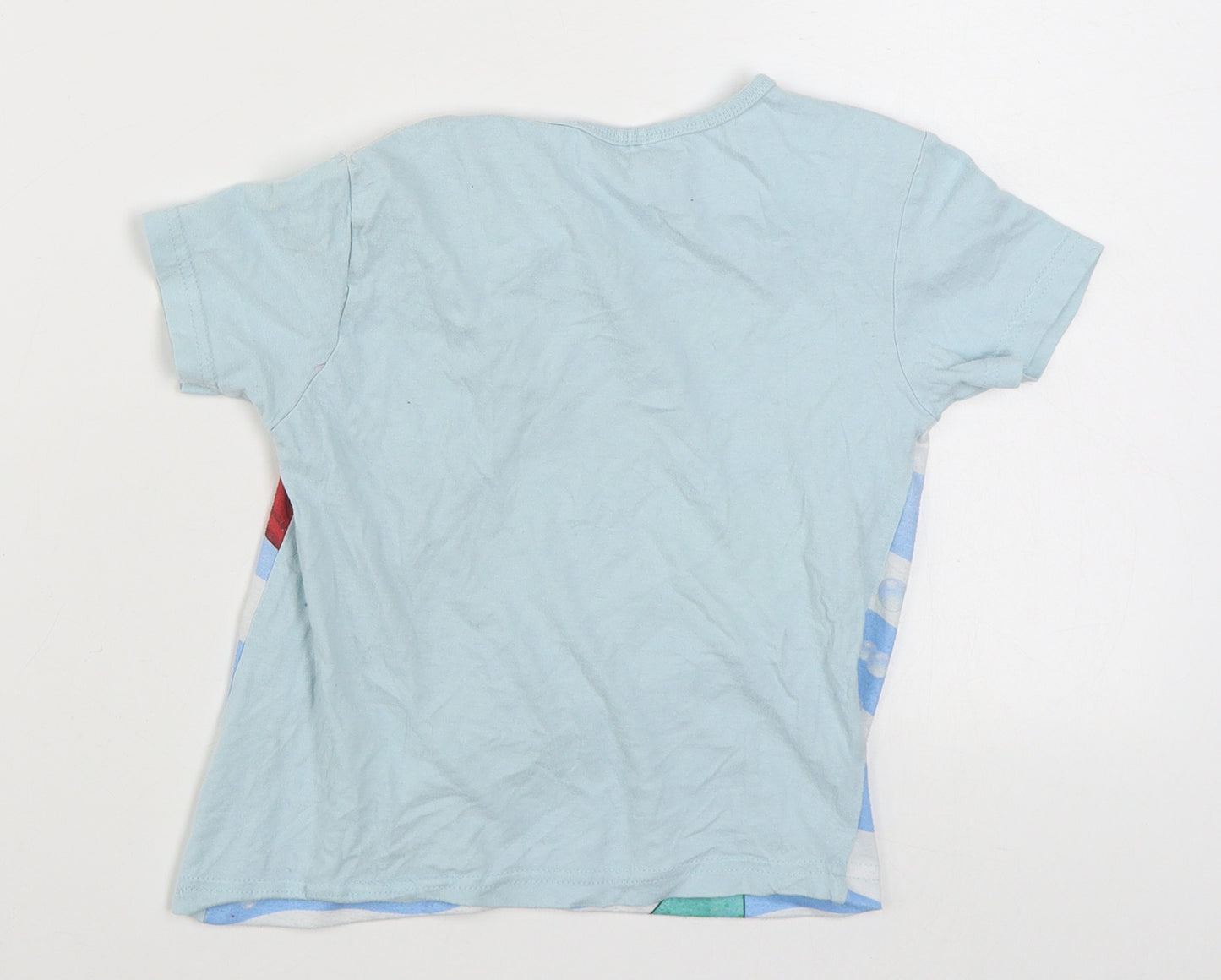 Disney Girls Blue  Cotton Basic T-Shirt Size 5-6 Years Round Neck Pullover