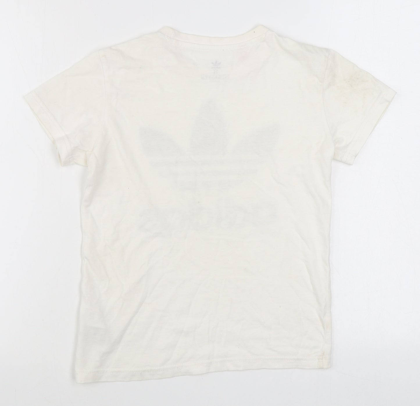 adidas Boys White  100% Cotton Basic T-Shirt Size 9-10 Years Round Neck Pullover