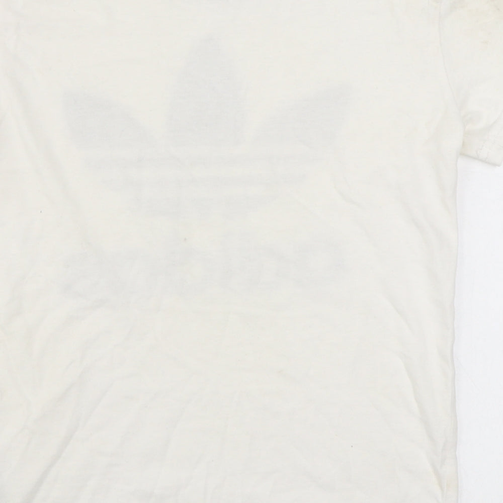 adidas Boys White  100% Cotton Basic T-Shirt Size 9-10 Years Round Neck Pullover