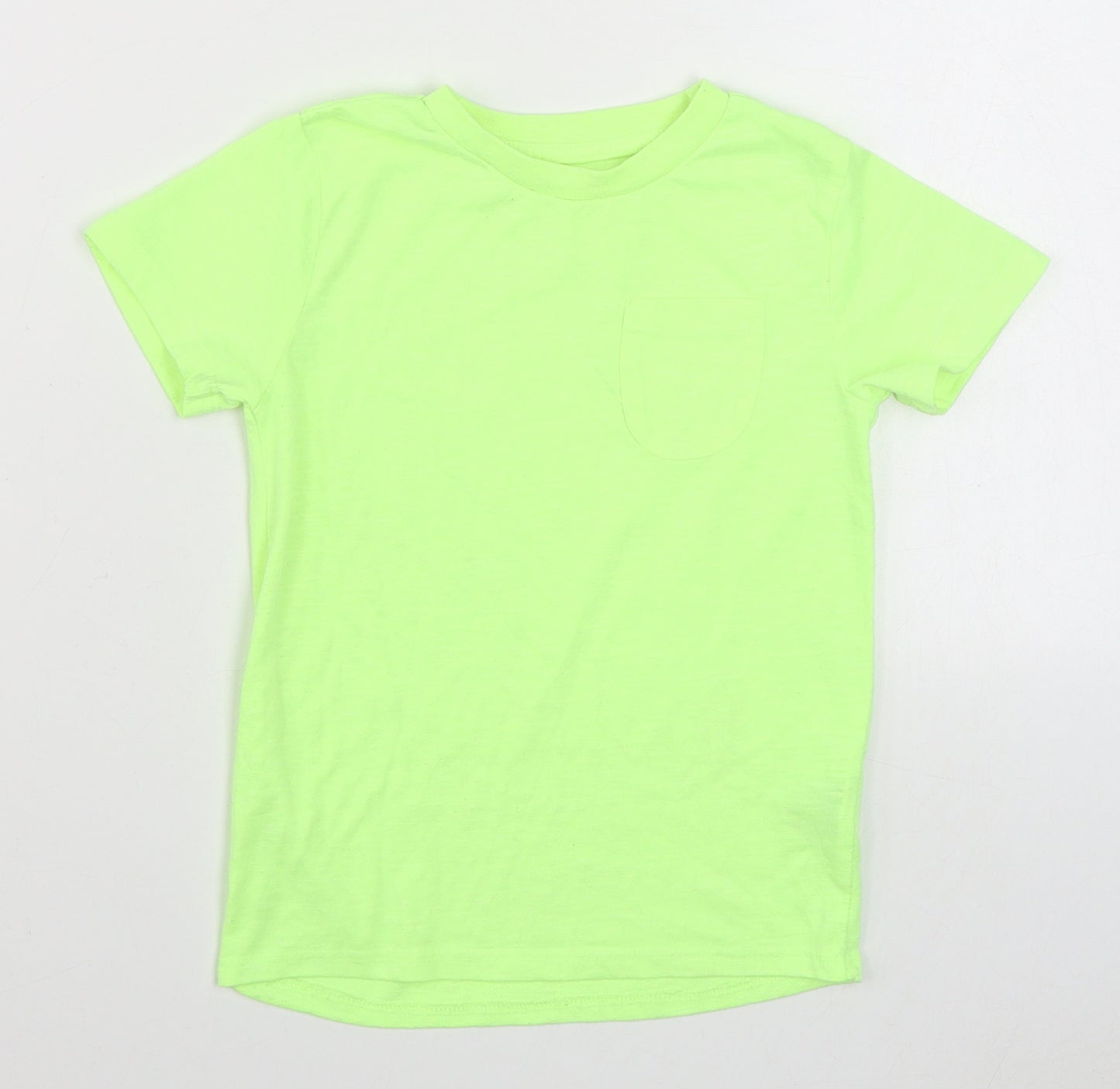 Dunnes Stores Boys Green  Cotton Basic T-Shirt Size 5 Years Round Neck Pullover - Neon
