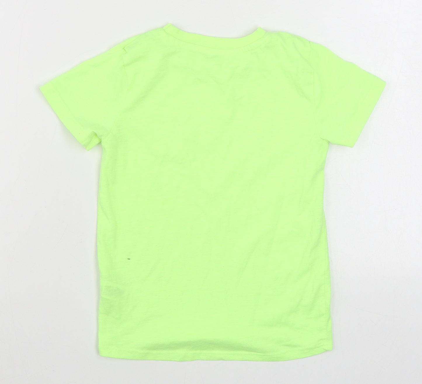 Dunnes Stores Boys Green  Cotton Basic T-Shirt Size 5 Years Round Neck Pullover - Neon