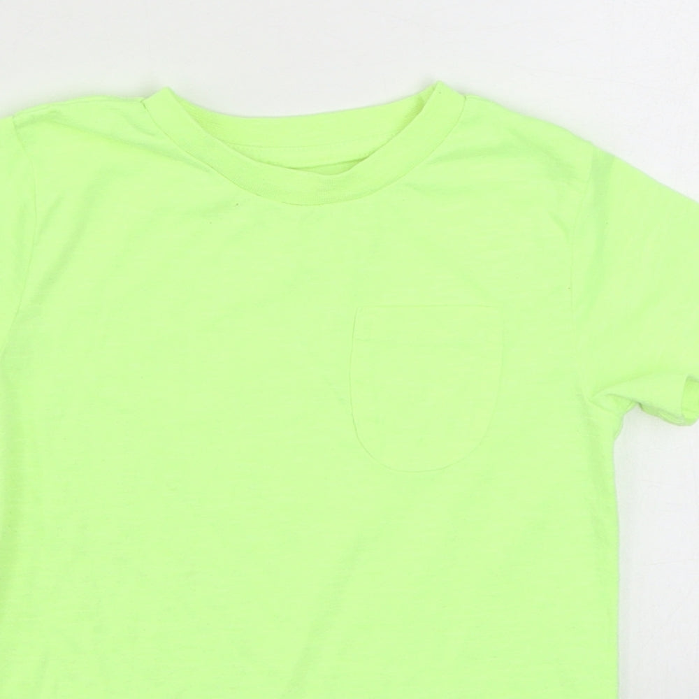 Dunnes Stores Boys Green  Cotton Basic T-Shirt Size 5 Years Round Neck Pullover - Neon