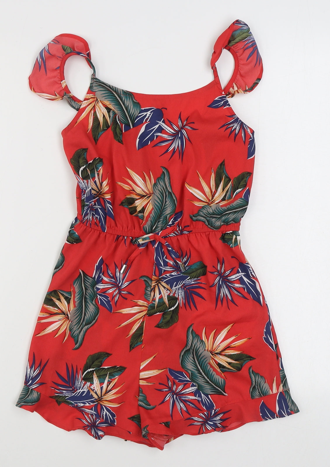 Primark Girls Red Floral Polyester Playsuit One-Piece Size 9-10 Years  Pullover