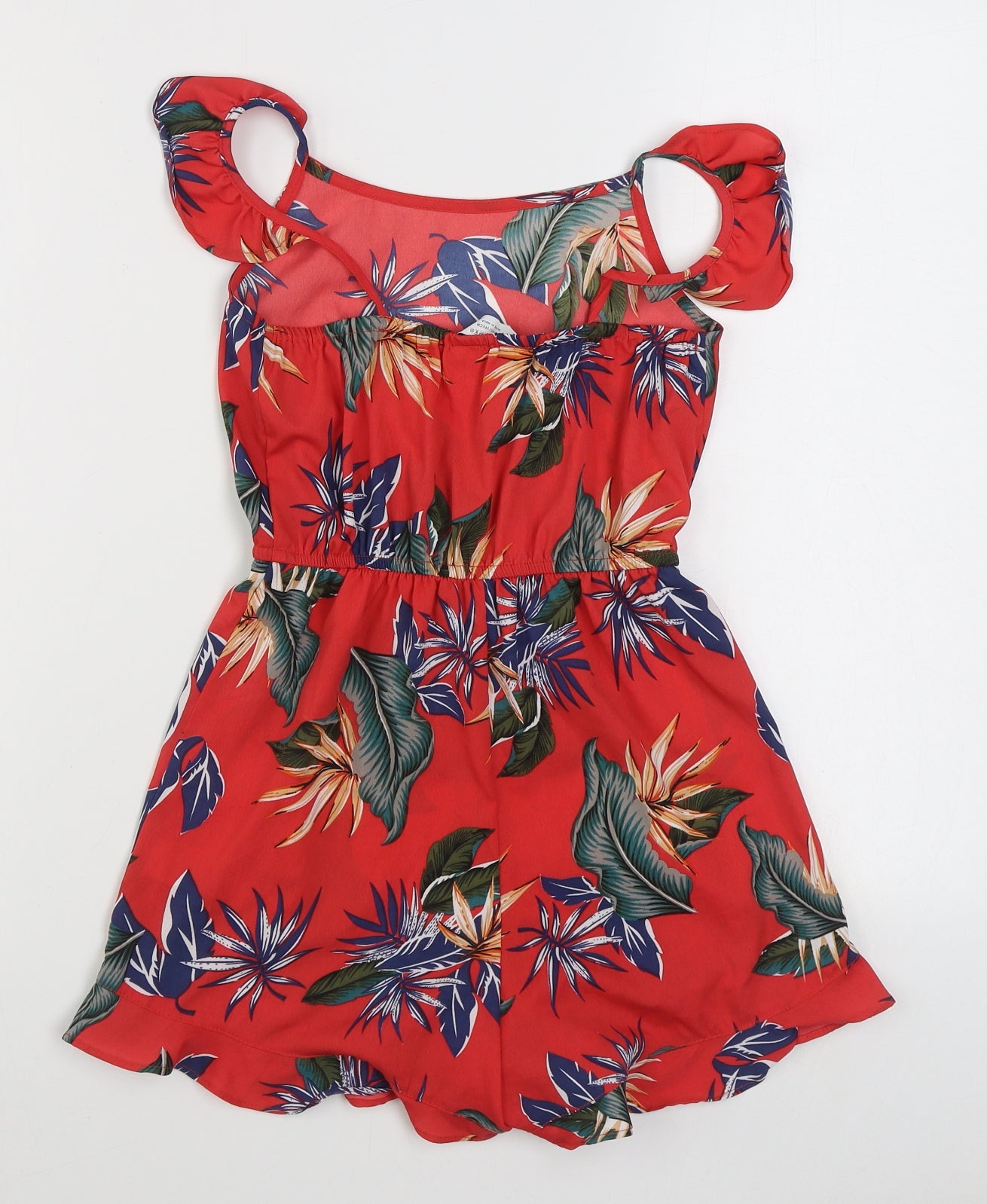 Primark Girls Red Floral Polyester Playsuit One-Piece Size 9-10 Years  Pullover