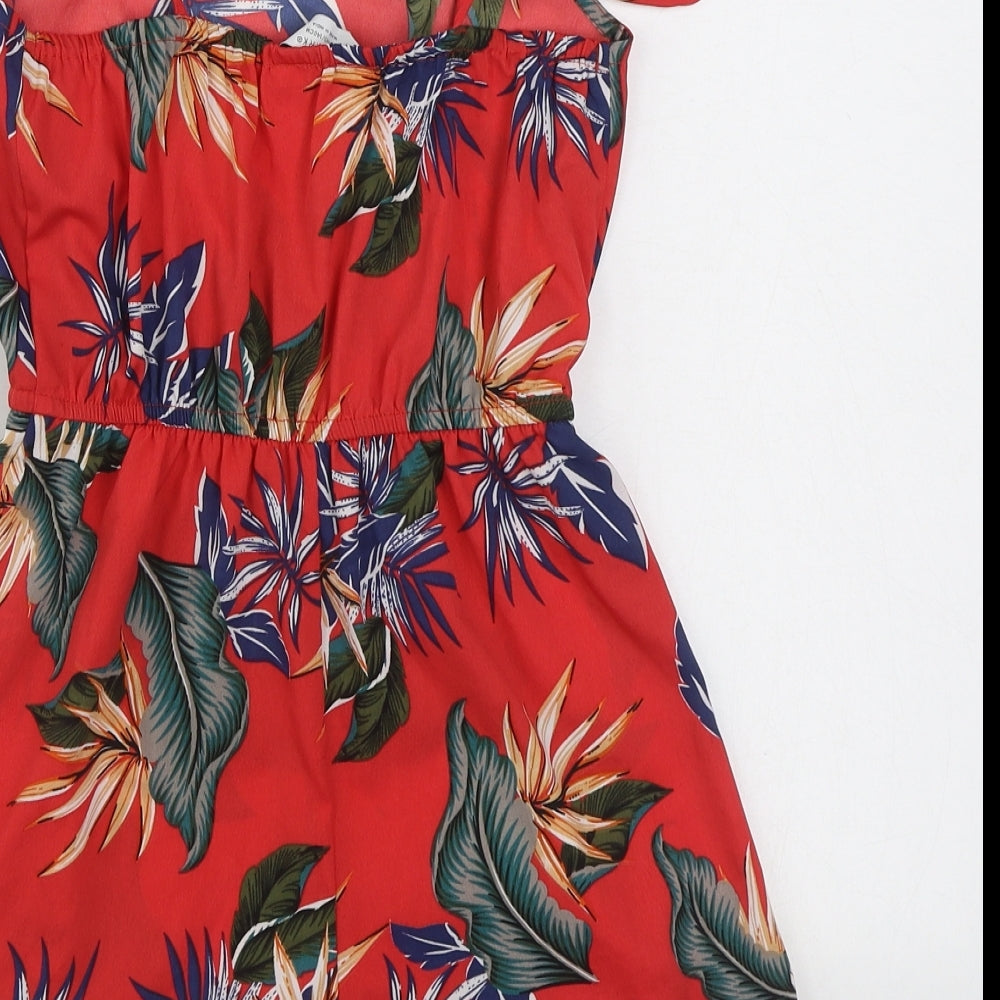 Primark Girls Red Floral Polyester Playsuit One-Piece Size 9-10 Years  Pullover