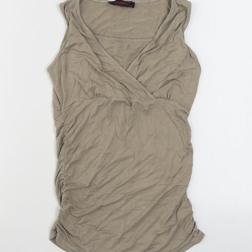 Purpless Womens Beige  Cotton Bodycon  Size 8  Square Neck Pullover