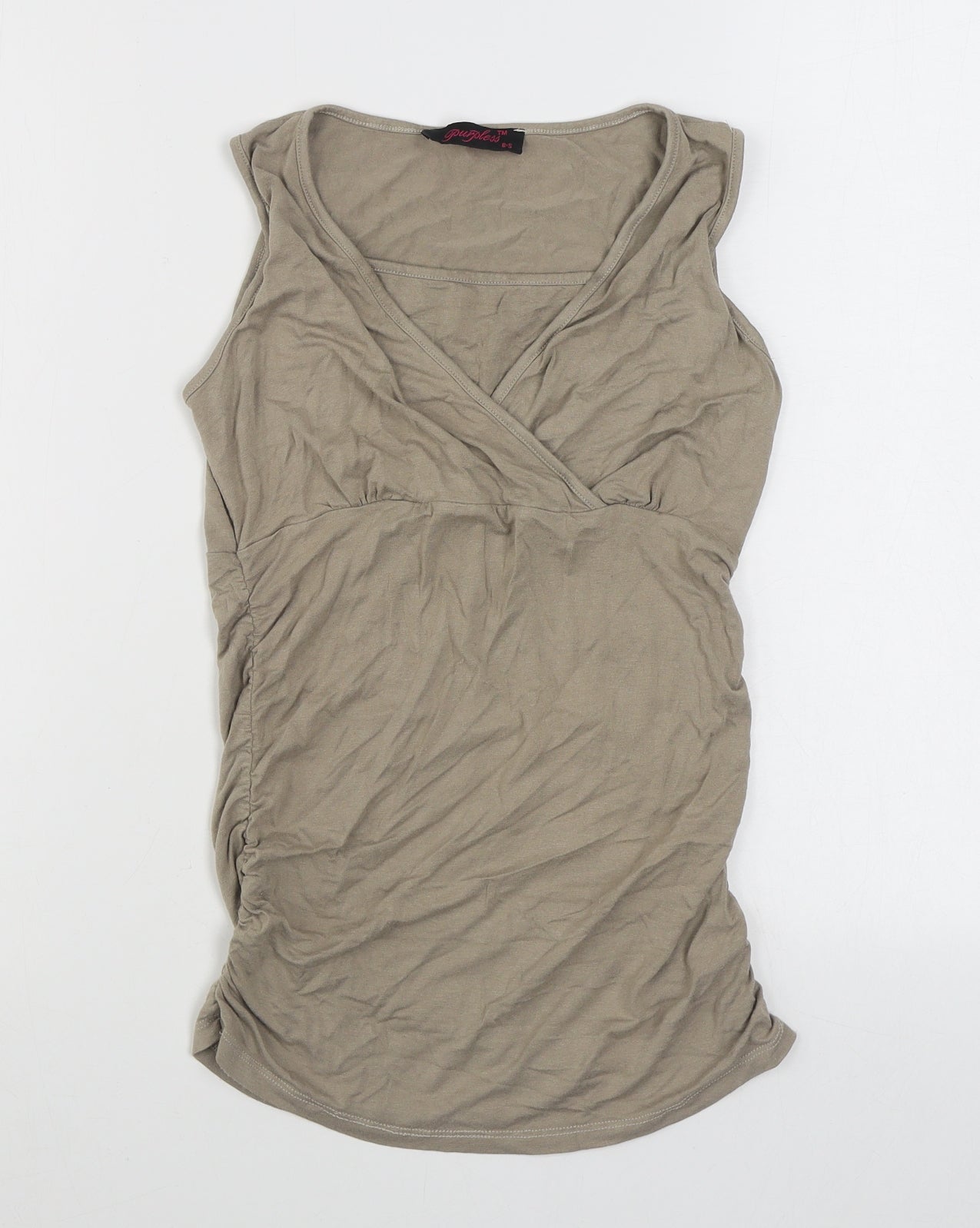 Purpless Womens Beige  Cotton Bodycon  Size 8  Square Neck Pullover