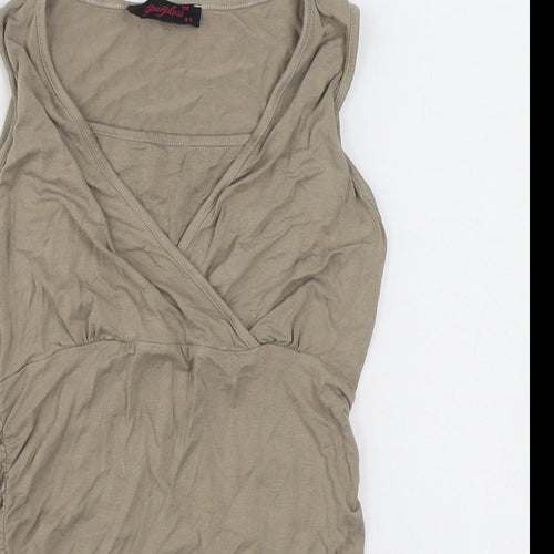 Purpless Womens Beige  Cotton Bodycon  Size 8  Square Neck Pullover