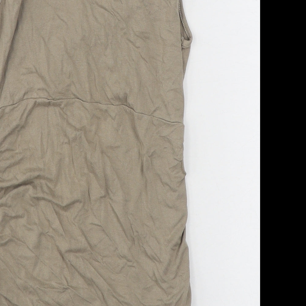 Purpless Womens Beige  Cotton Bodycon  Size 8  Square Neck Pullover