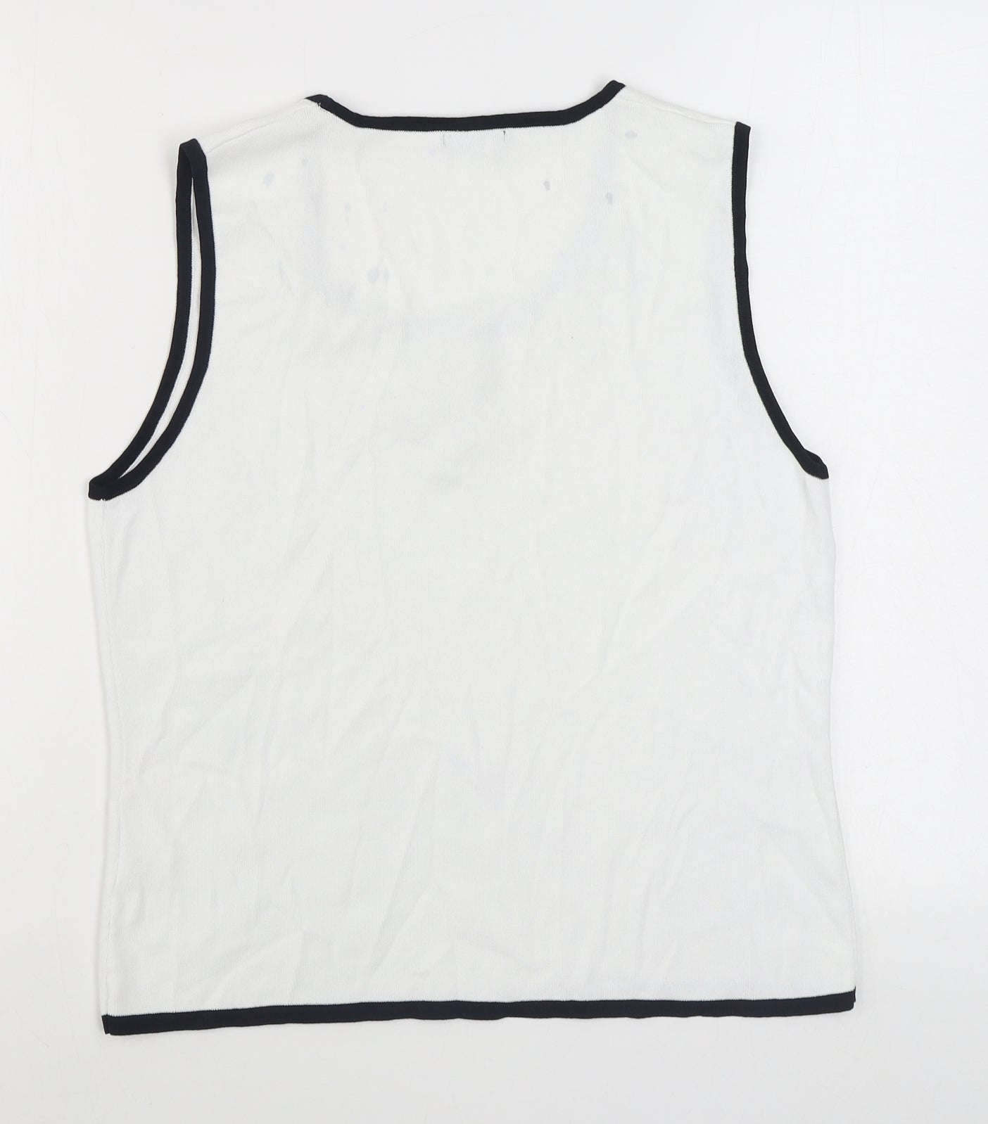 Roman Womens White Scoop Neck  Viscose Vest Jumper Size 16