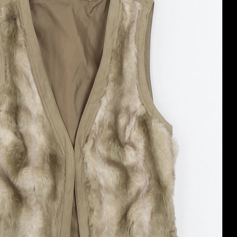 Sisley Womens Beige   Gilet Jacket Size 10  Hook & Eye