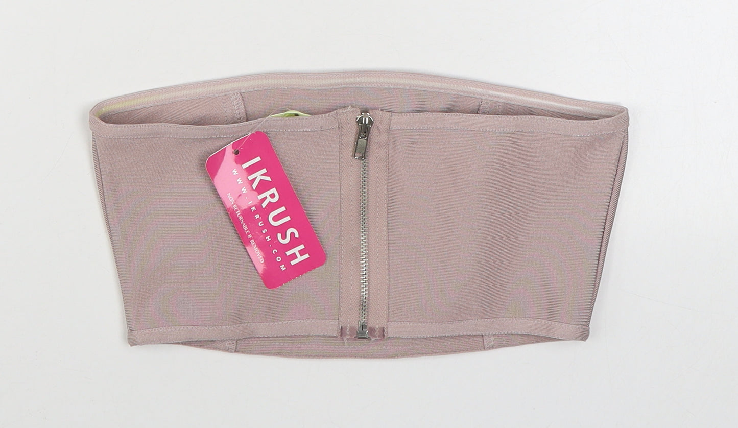 Ikrush Womens Pink  Polyester Cropped Tank Size S Off the Shoulder