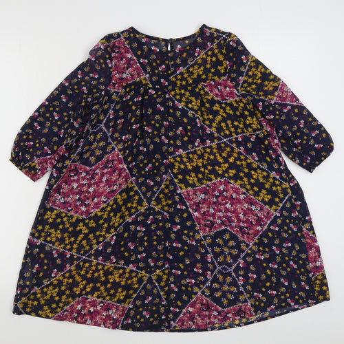 Matalan Girls Multicoloured Floral Polyester Trapeze & Swing  Size 9 Years  Round Neck Button