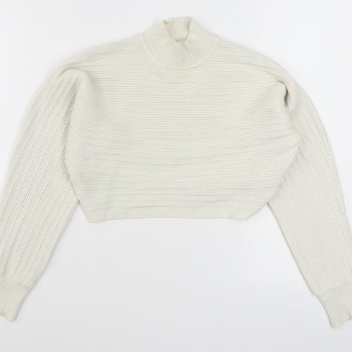 New Look Womens White High Neck  Viscose Pullover Jumper Size S
