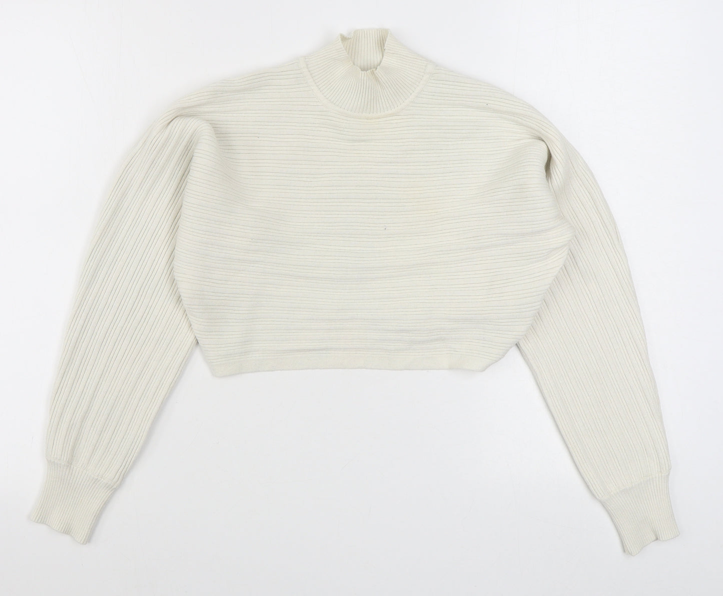 New Look Womens White High Neck  Viscose Pullover Jumper Size S
