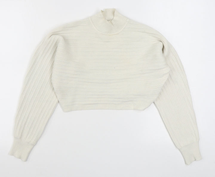 New Look Womens White High Neck  Viscose Pullover Jumper Size S