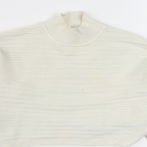 New Look Womens White High Neck  Viscose Pullover Jumper Size S