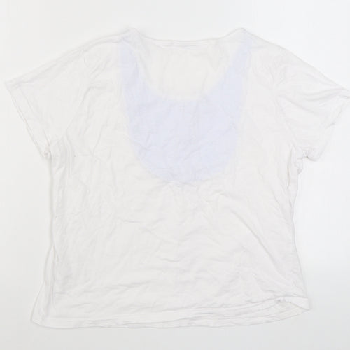 Inspirations Womens White  100% Cotton Basic T-Shirt Size 14 Round Neck