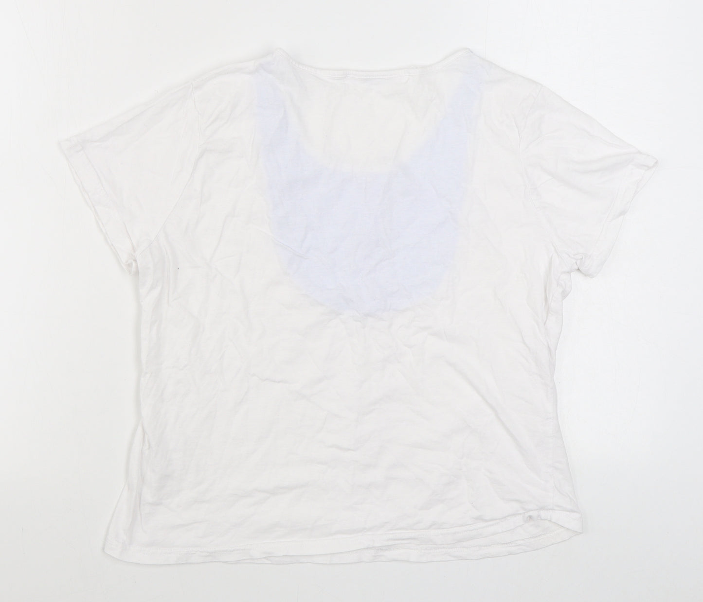 Inspirations Womens White  100% Cotton Basic T-Shirt Size 14 Round Neck