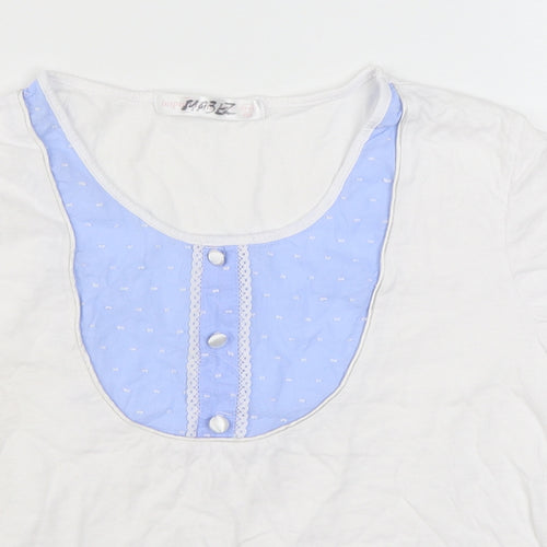 Inspirations Womens White  100% Cotton Basic T-Shirt Size 14 Round Neck