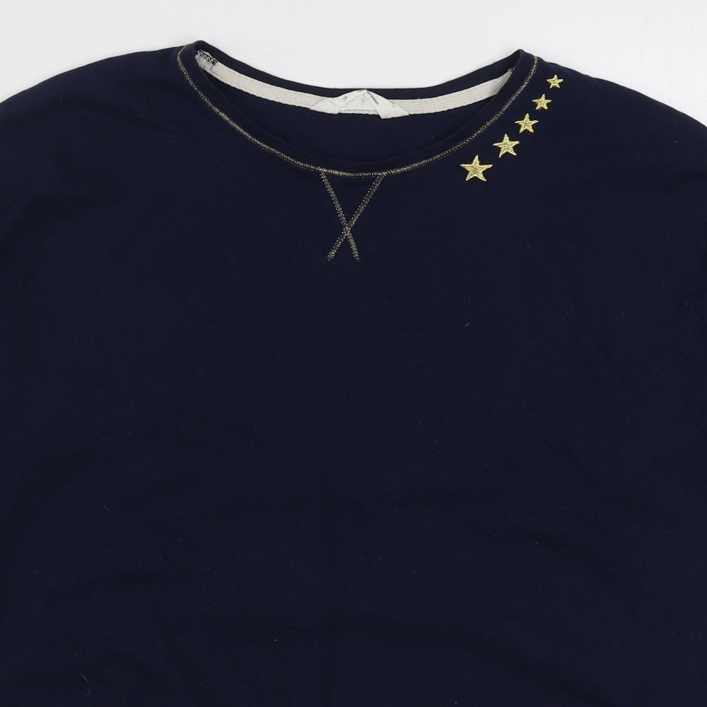Marks and Spencer Womens Blue Solid Cotton Top Pyjama Top Size 14