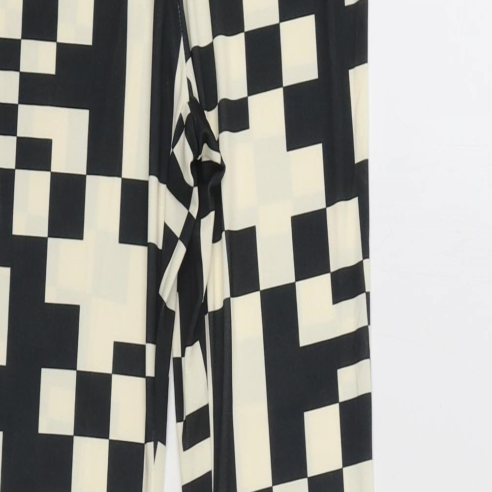 Nasty Gal Womens Black Check Polyester Jogger Trousers Size 4 L33 in Regular