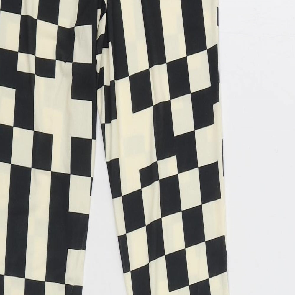 Nasty Gal Womens Black Check Polyester Jogger Trousers Size 4 L33 in Regular