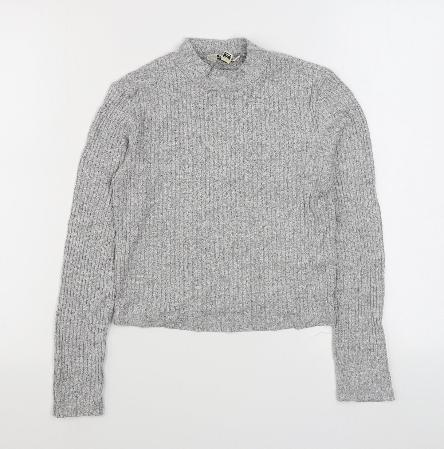 Miss Selfridge Womens Grey High Neck  Polyester Pullover Jumper Size 10