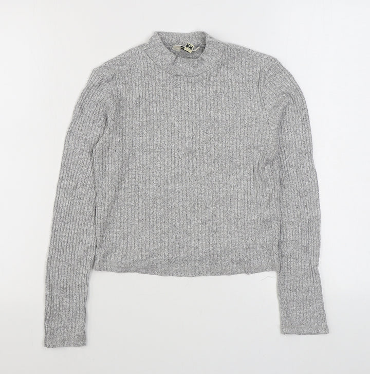 Miss Selfridge Womens Grey High Neck  Polyester Pullover Jumper Size 10