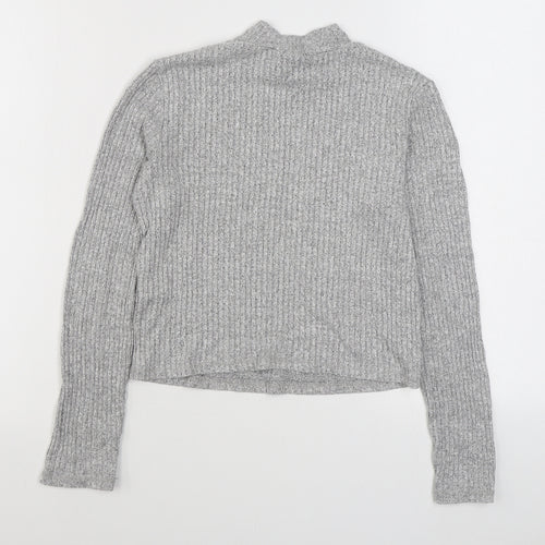 Miss Selfridge Womens Grey High Neck  Polyester Pullover Jumper Size 10