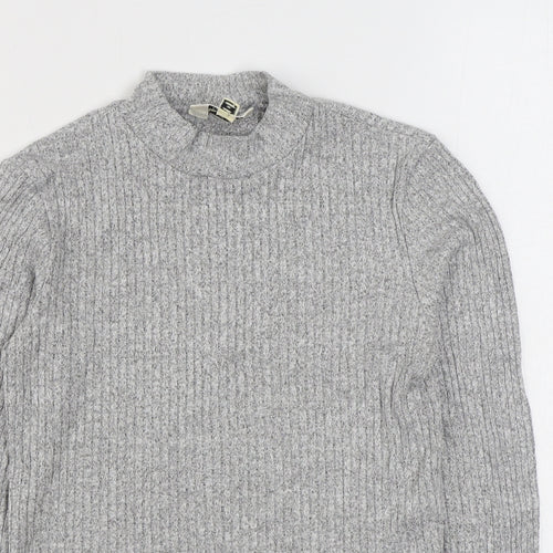 Miss Selfridge Womens Grey High Neck  Polyester Pullover Jumper Size 10