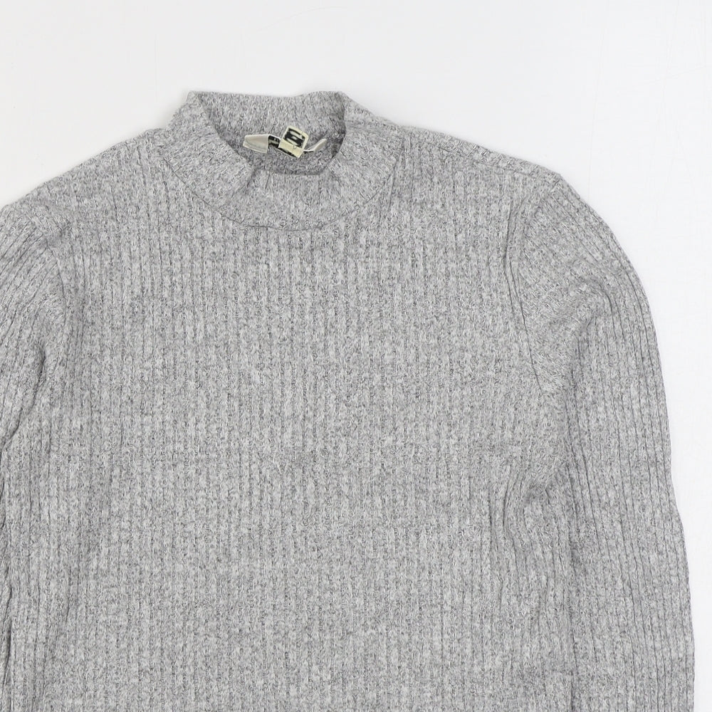 Miss Selfridge Womens Grey High Neck  Polyester Pullover Jumper Size 10