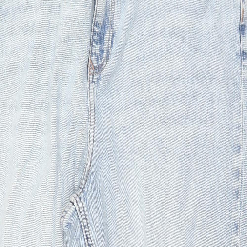 F&F Womens Blue  Cotton Mom Jeans Size 14 L26 in Regular Zip