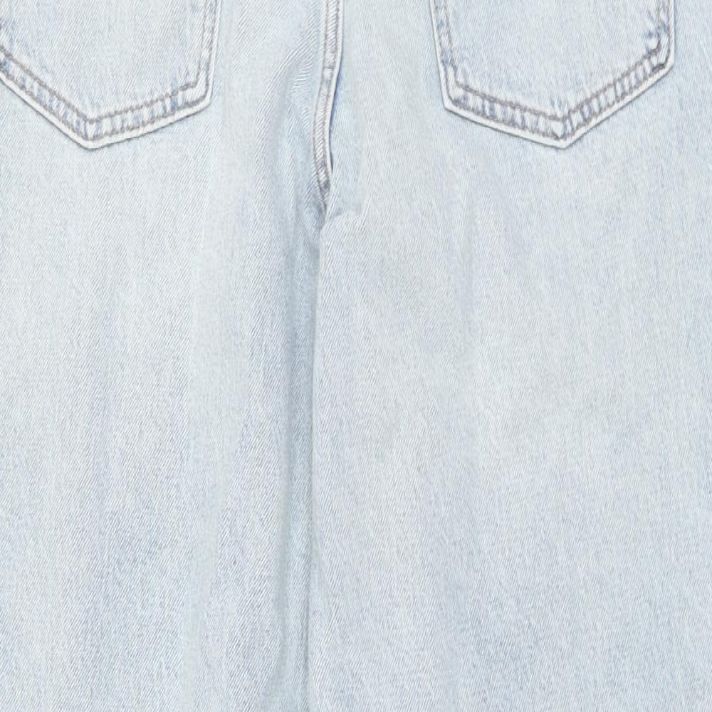 F&F Womens Blue  Cotton Mom Jeans Size 14 L26 in Regular Zip