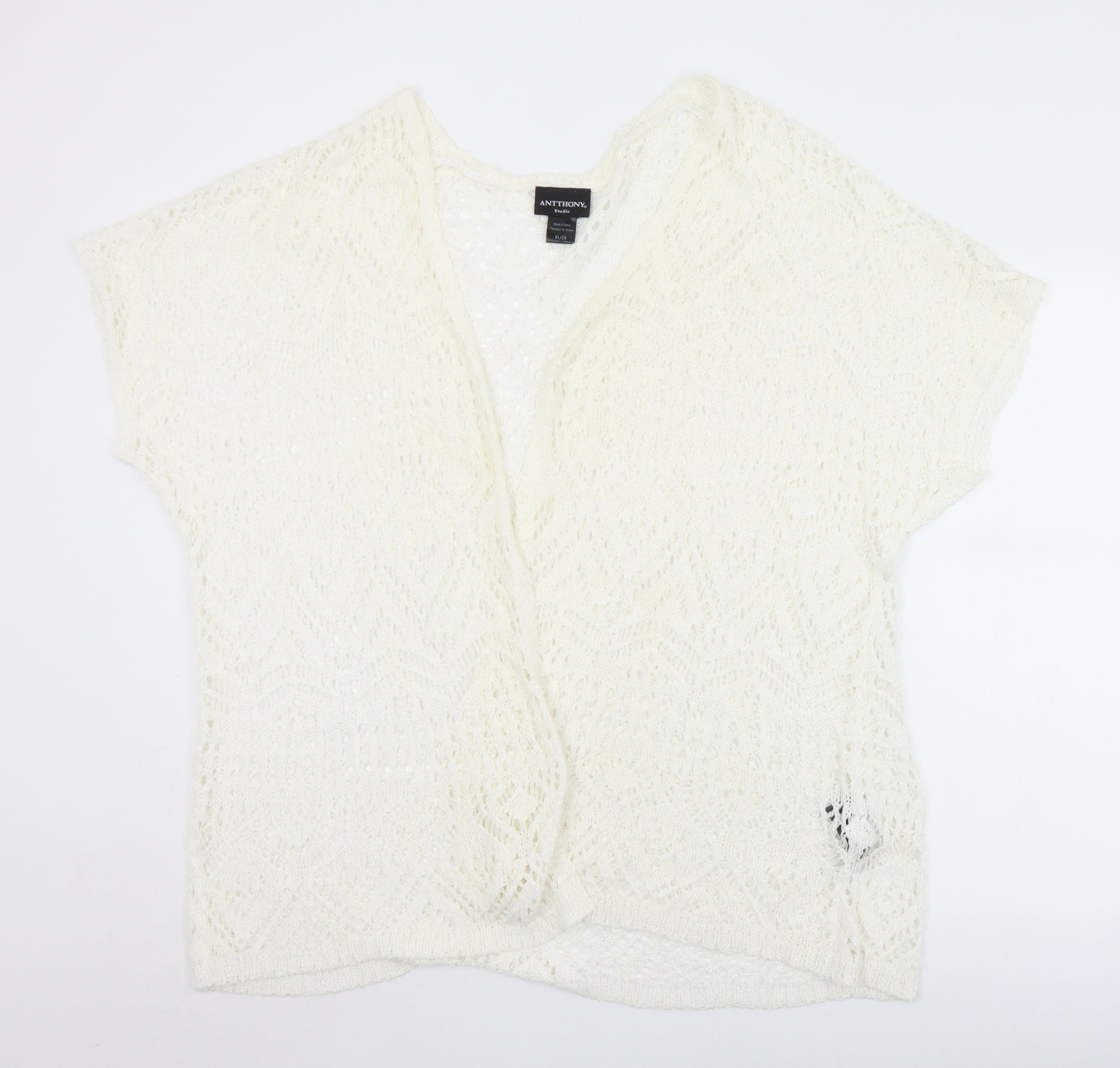 Antthony Womens White Collared  Acrylic Cardigan Jumper Size XL   - XL/2XL