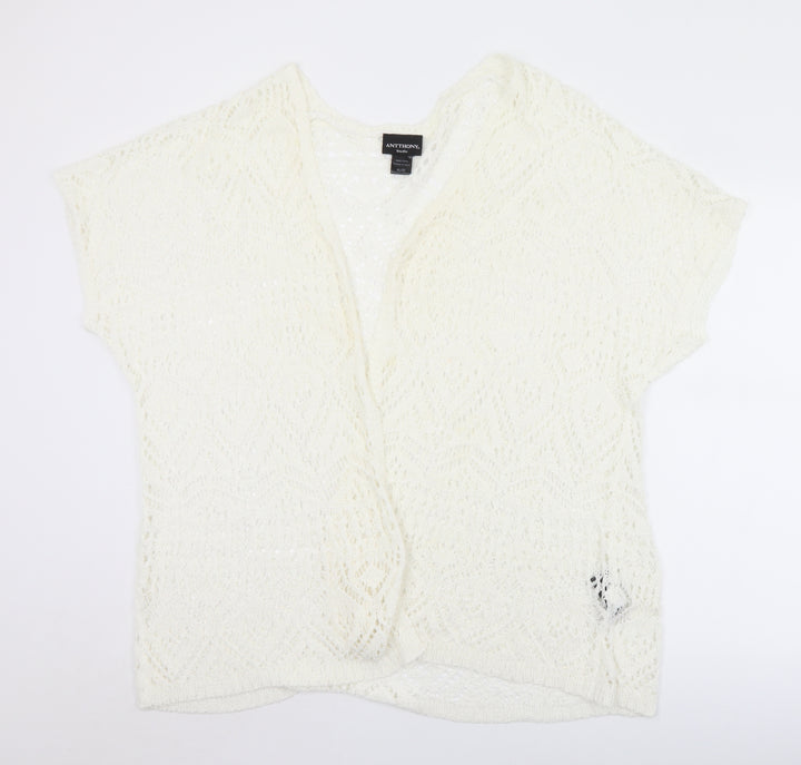 Antthony Womens White Collared  Acrylic Cardigan Jumper Size XL   - XL/2XL