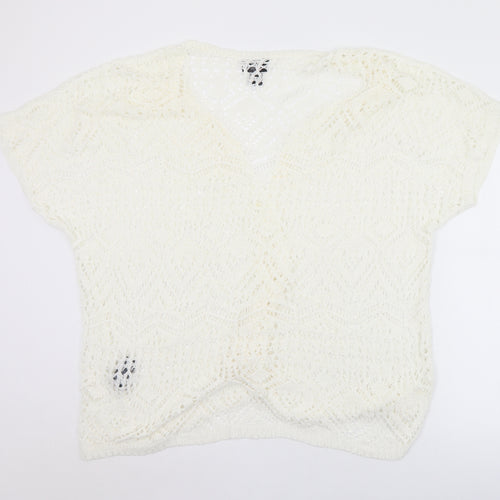 Antthony Womens White Collared  Acrylic Cardigan Jumper Size XL   - XL/2XL