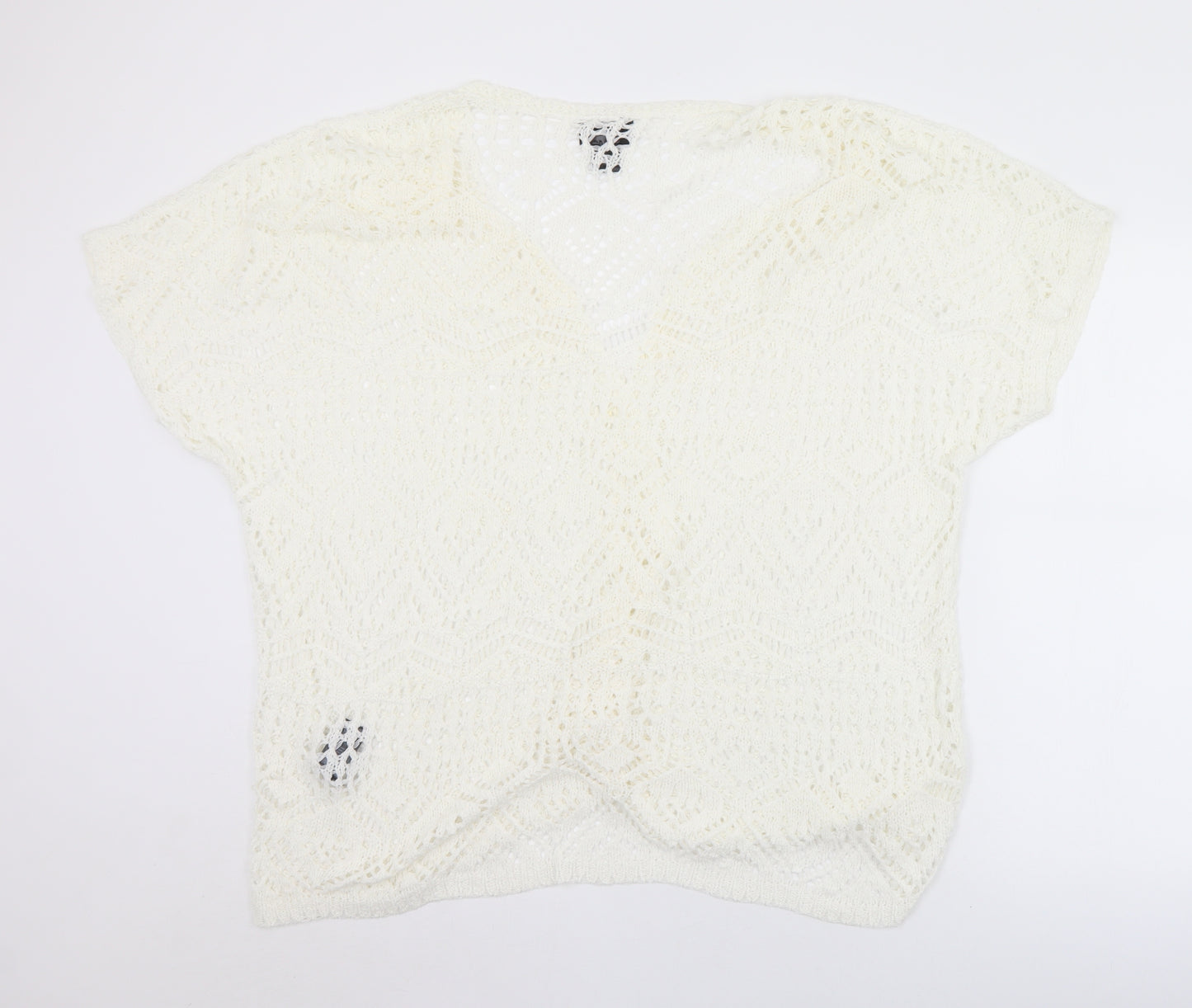Antthony Womens White Collared  Acrylic Cardigan Jumper Size XL   - XL/2XL