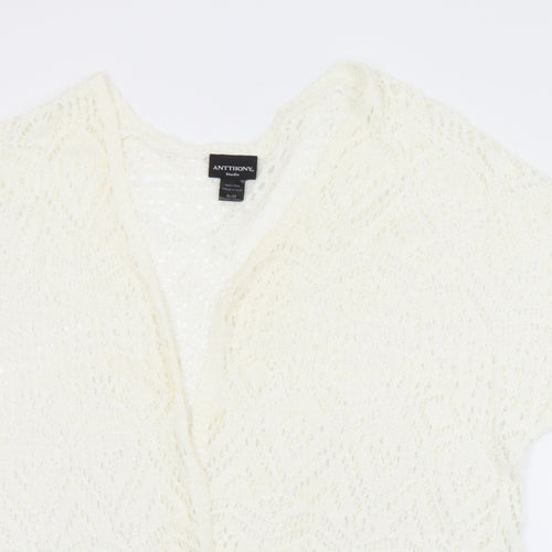 Antthony Womens White Collared  Acrylic Cardigan Jumper Size XL   - XL/2XL