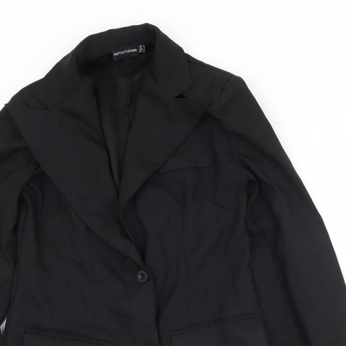 PRETTYLITTLETHING Womens Black   Jacket  Size 8  Button - Shoulder pads