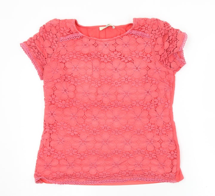 Oasis Womens Pink  Polyamide Basic T-Shirt Size S Round Neck