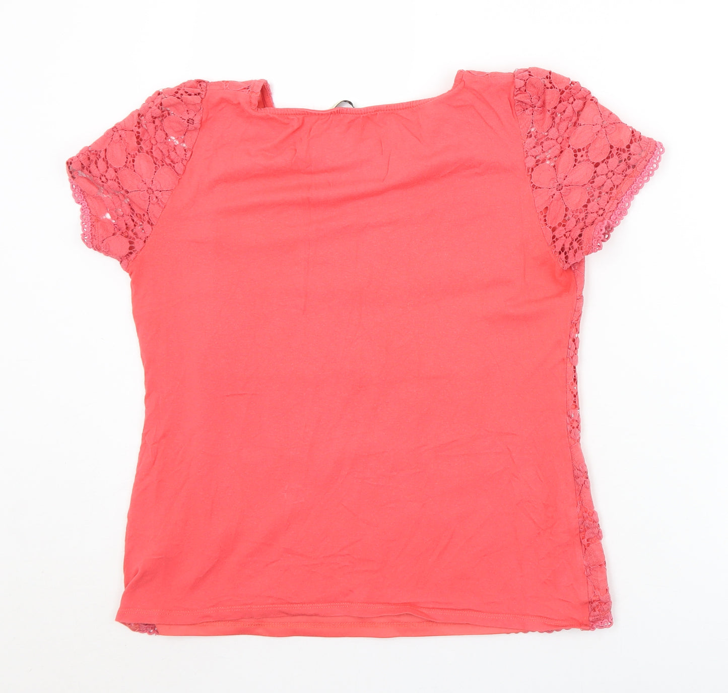 Oasis Womens Pink  Polyamide Basic T-Shirt Size S Round Neck