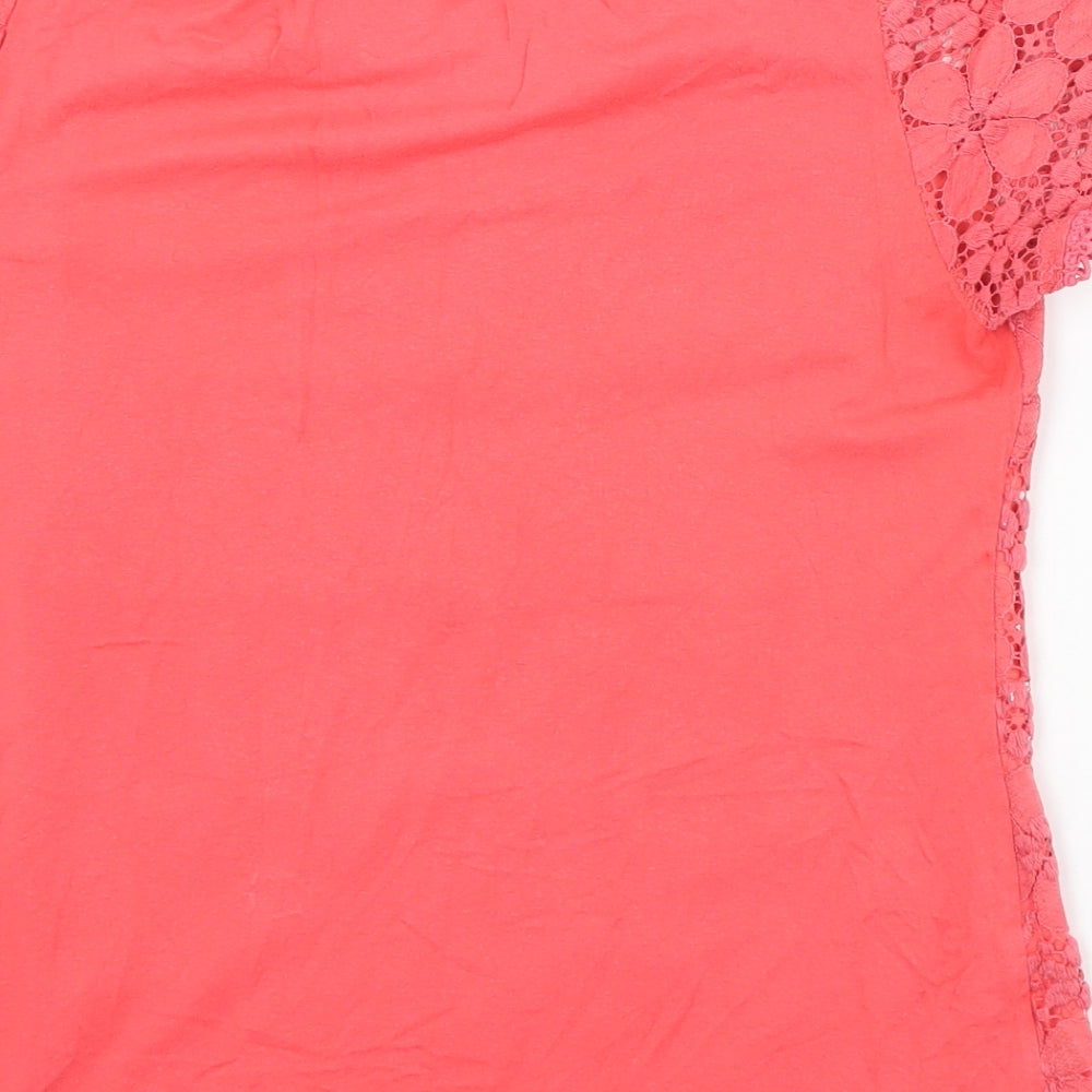 Oasis Womens Pink  Polyamide Basic T-Shirt Size S Round Neck