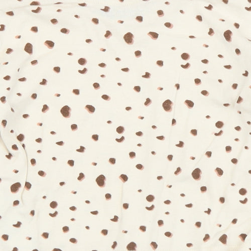 Primark Girls Beige Animal Print Cotton Jersey T-Shirt Size 9-12 Months Crew Neck