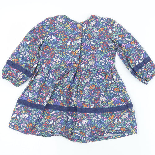 NEXT Girls Multicoloured Floral Cotton A-Line  Size 9-12 Months  Square Neck Button