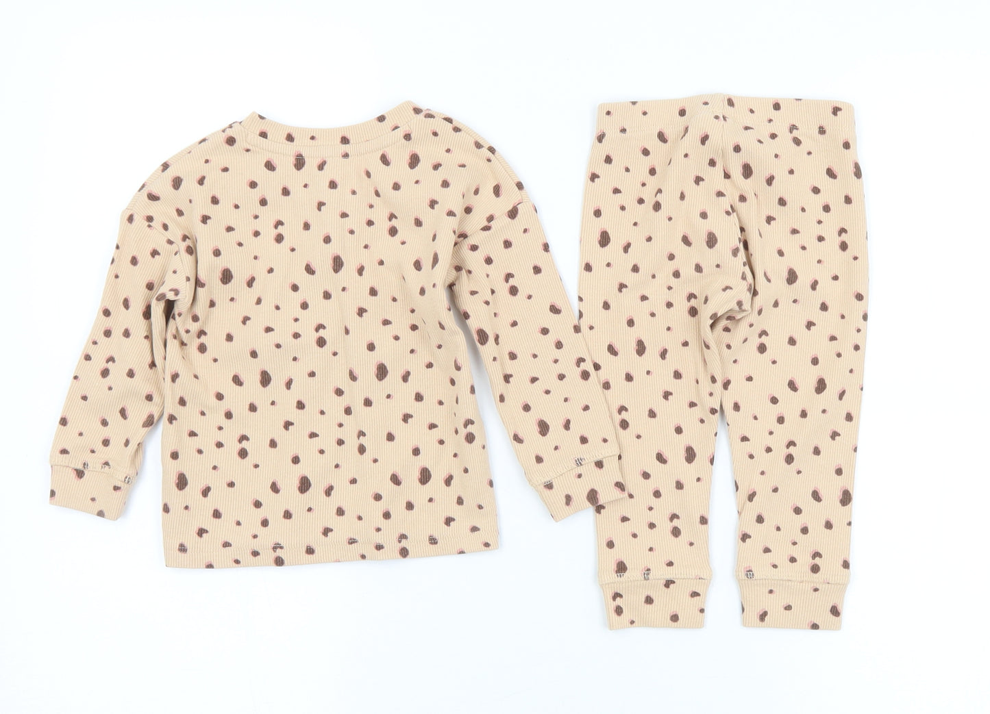 Primark Girls Brown Animal Print Cotton Trousers Set Outfit/Set Size 9-12 Months