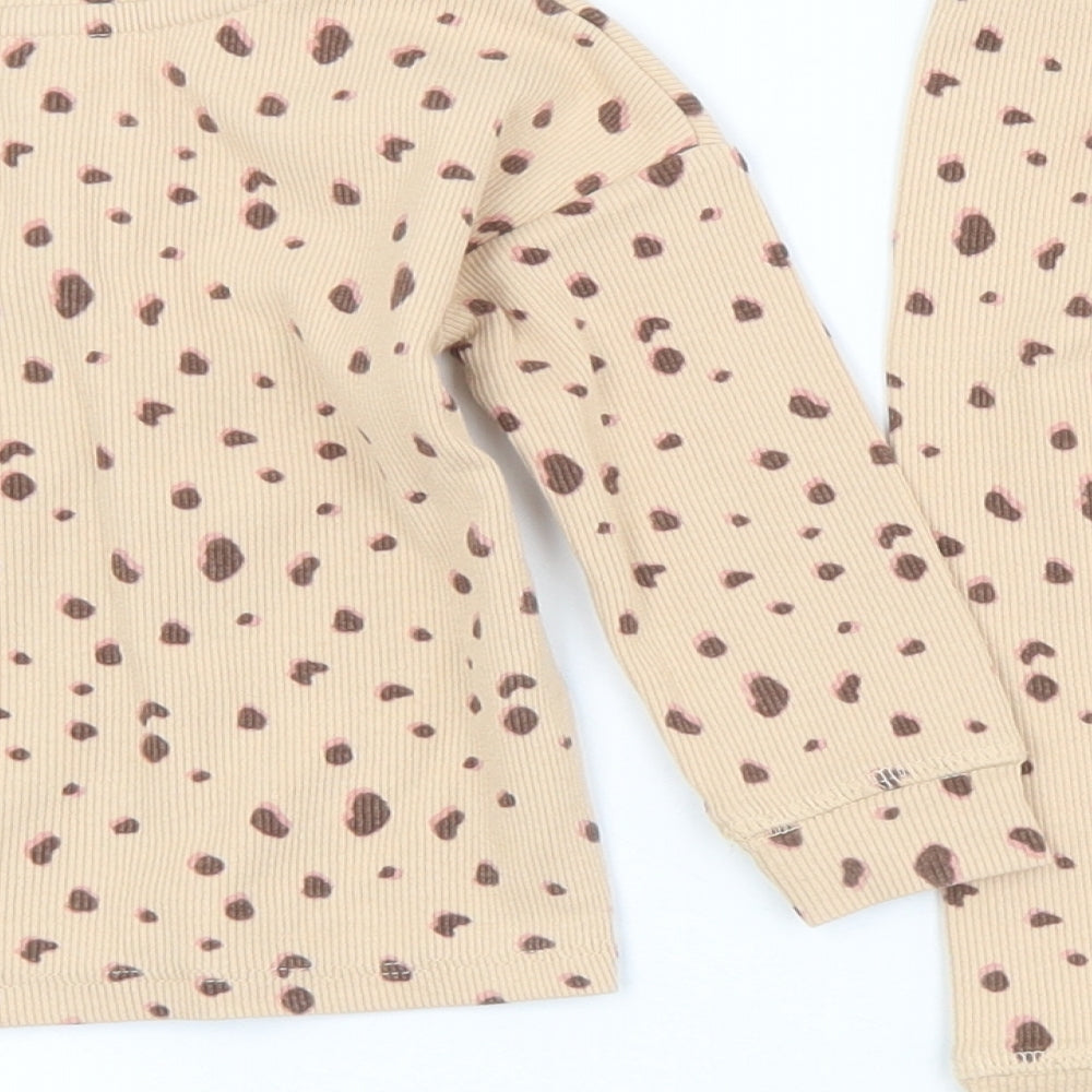 Primark Girls Brown Animal Print Cotton Trousers Set Outfit/Set Size 9-12 Months